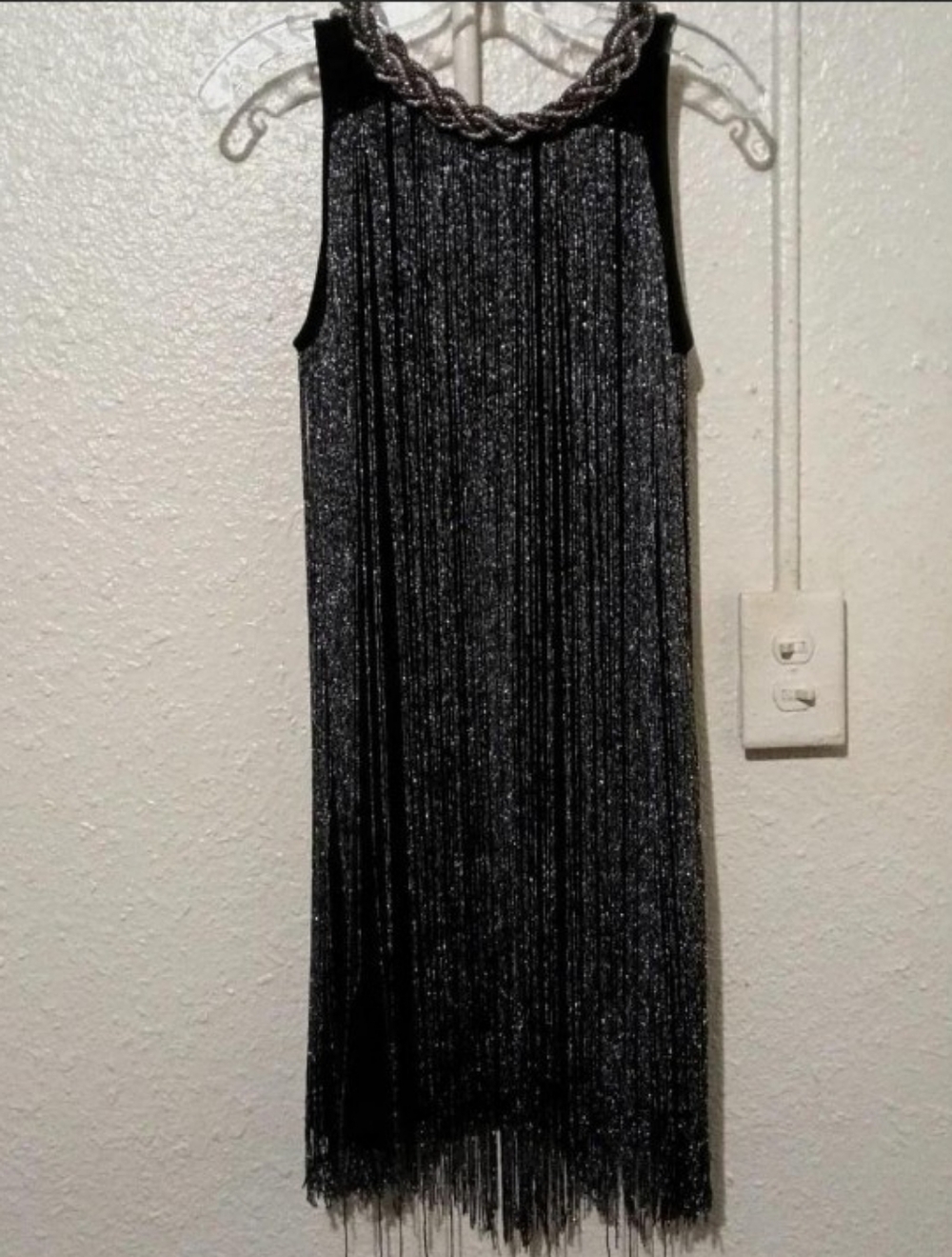 Sleeveless Black Metallic Fringe Dress